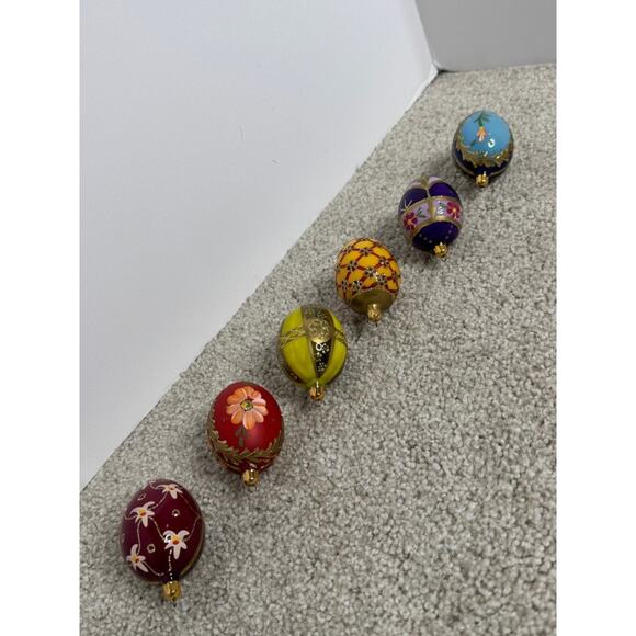 Vintage Germany 6 Oberfrankische Glas Glass Ornaments Eggs